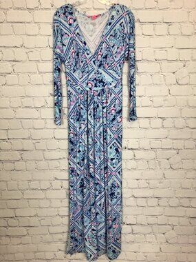 Lilly Pulitzer Nichola Maxi Dress Size S Meet Me On The Dock Zanzibar Blue